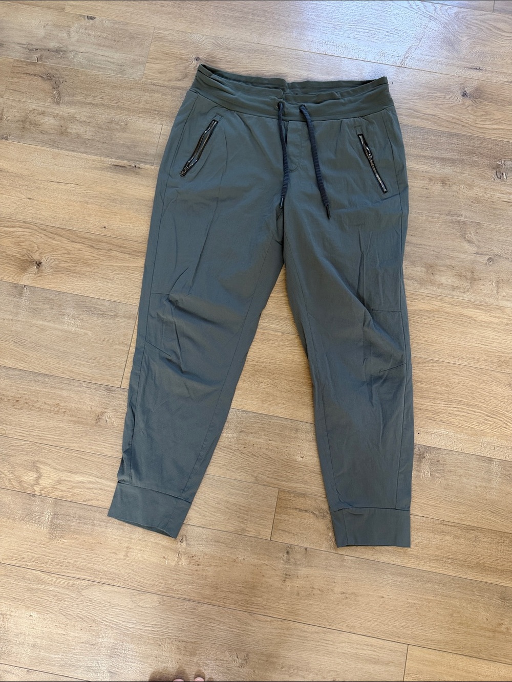 Athleta Olive Green Zip-Pocket Drawstring Joggers
